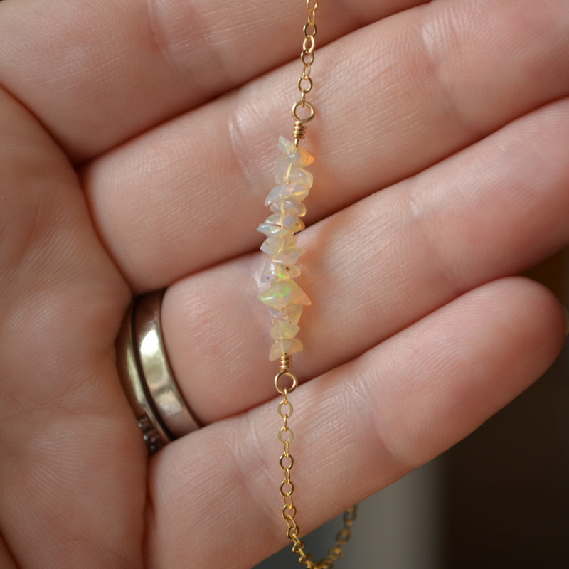 Opal Bracelet with Gemstone Chips in Gold