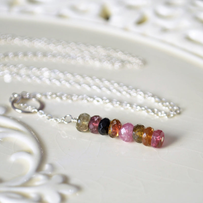 Tourmaline Lariat Necklace in Sterling Silver