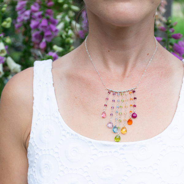 Rainbow fringe necklace