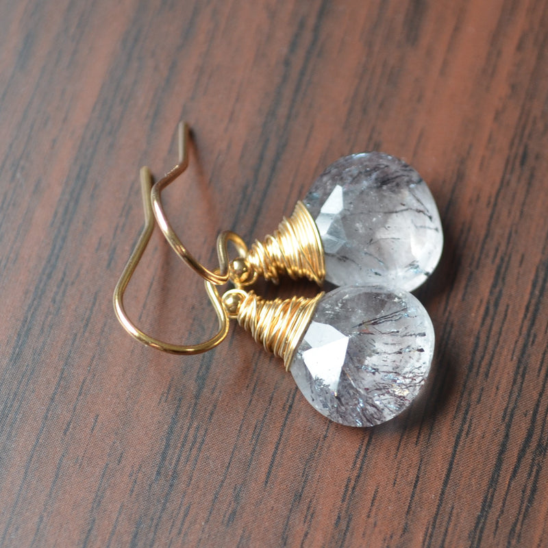 Moss Amethyst Earrings in Gold