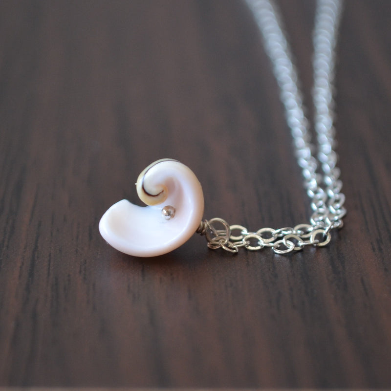 Tiny Shell Necklace in Sterling Silver