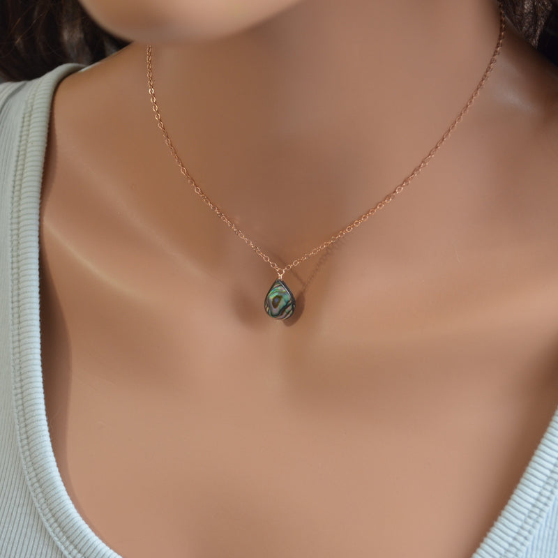 Abalone Shell Choker Necklace in Rose Gold