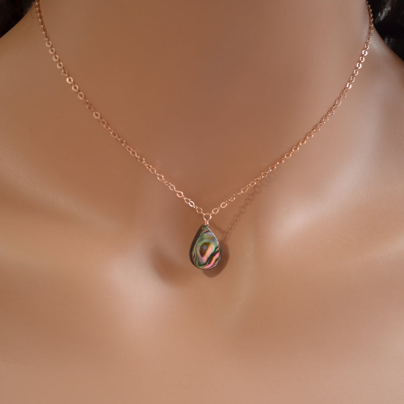 Abalone Shell Choker Necklace in Rose Gold
