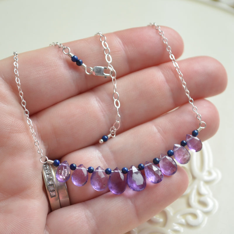 Amethyst Necklace with Lapis Lazuli