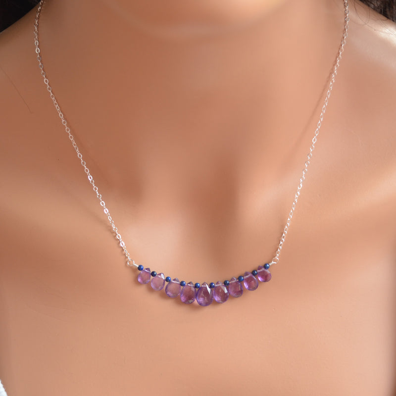 Amethyst Necklace with Lapis Lazuli