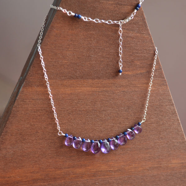 Amethyst Necklace with Lapis Lazuli