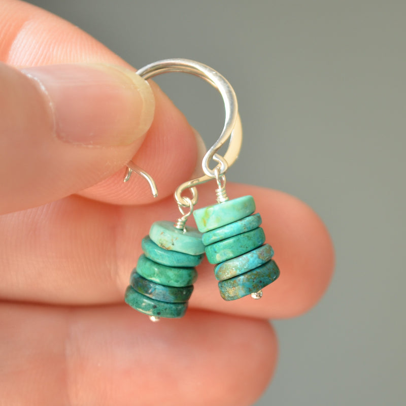 Turquoise Chrysocolla Earrings in Sterling Silver