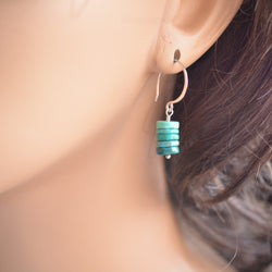 Turquoise Chrysocolla Earrings in Sterling Silver