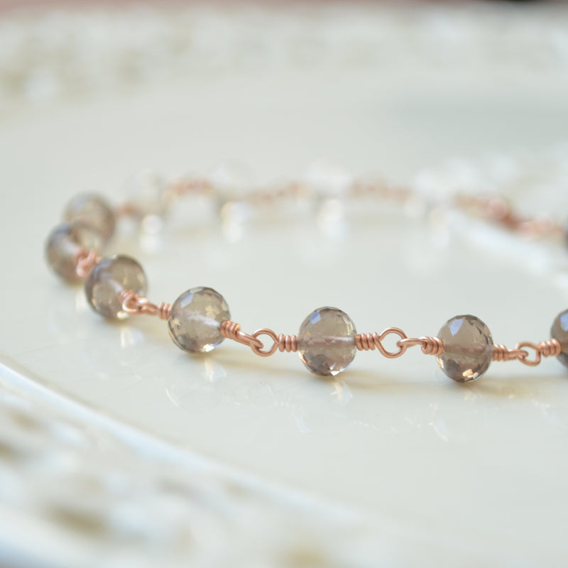 Smoky Quartz Ombre Bracelet in Rose Gold