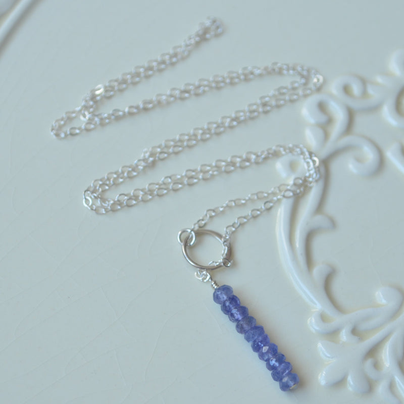 Tanzanite Lariat Necklace in Sterling Silver