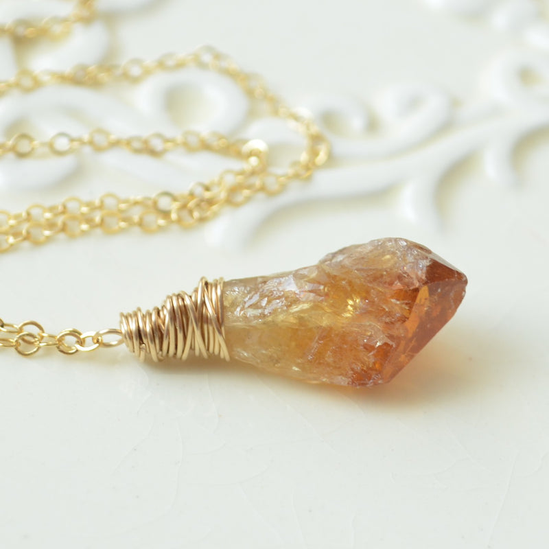 Raw Citrine Crystal Necklace – Earths Elements