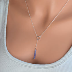 Tanzanite Lariat Necklace in Sterling Silver