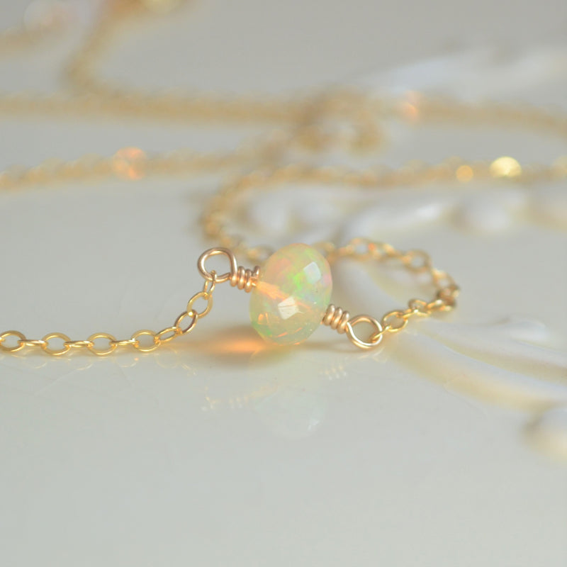 Simple Opal Choker Necklace in Gold or Silver