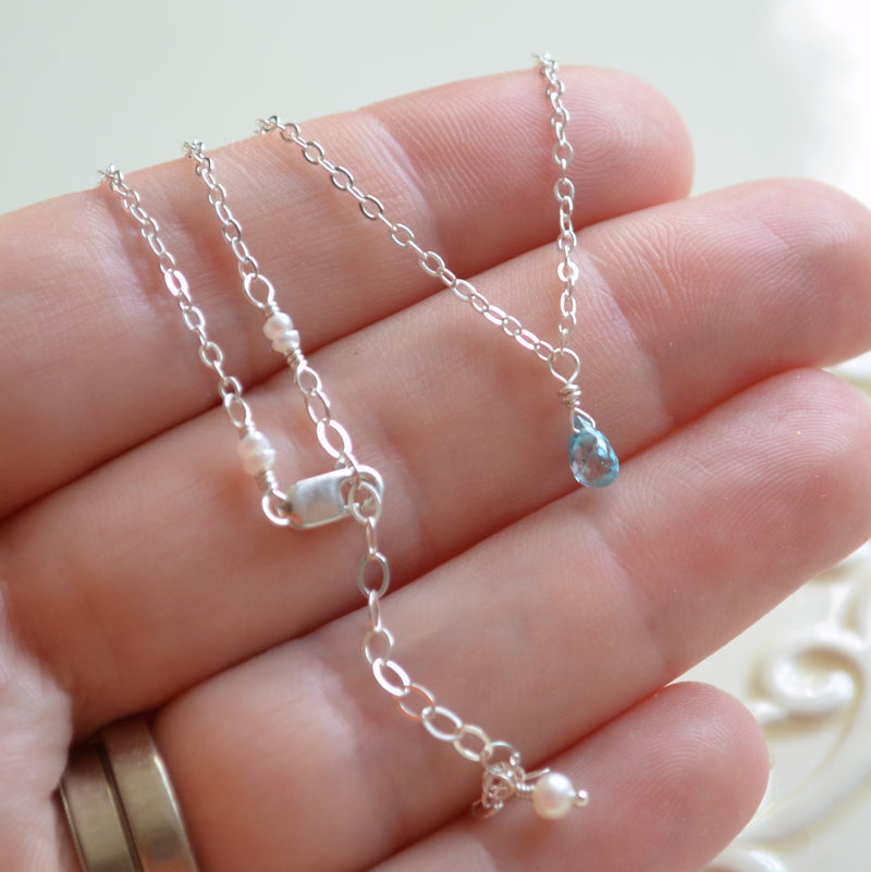 Real Blue Zircon Necklace for Child