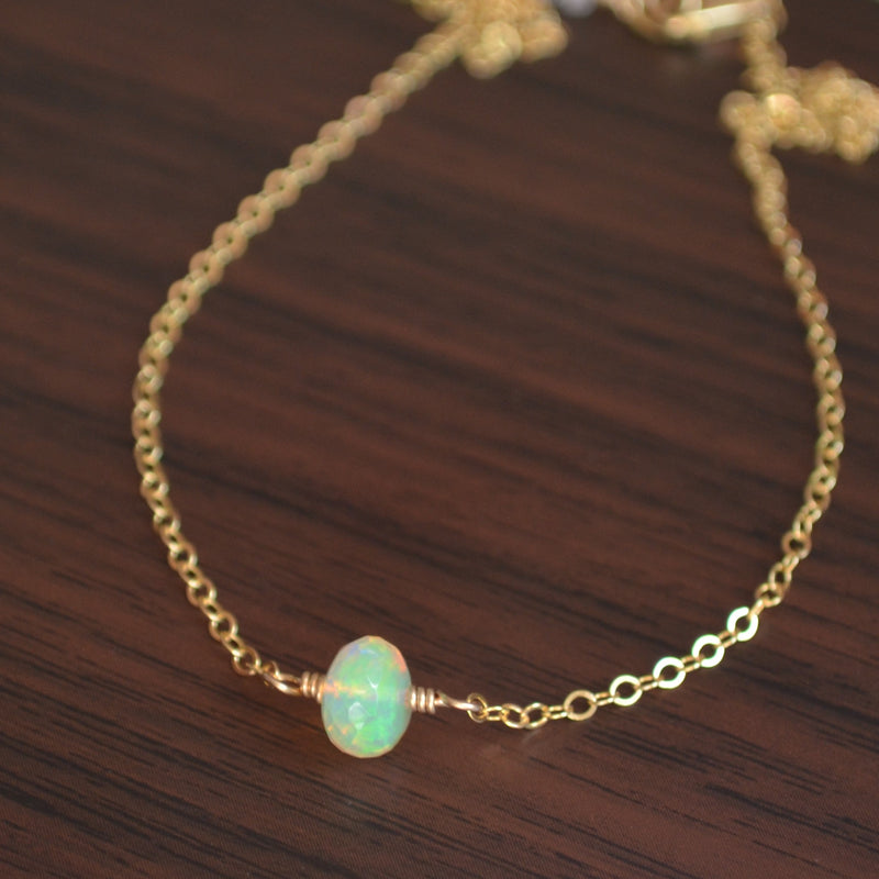 Simple Opal Choker Necklace in Gold or Silver
