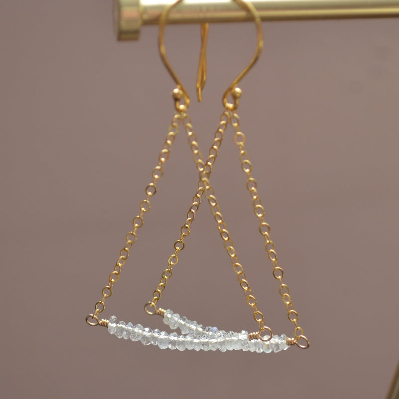Moonstone Trapeze Earrings in Gold