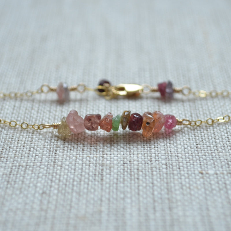 Raw Gemstone Bracelet with Spinel in Gold or Silver