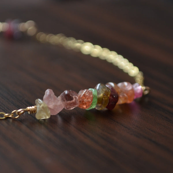 Raw Gemstone Bracelet with Spinel in Gold or Silver