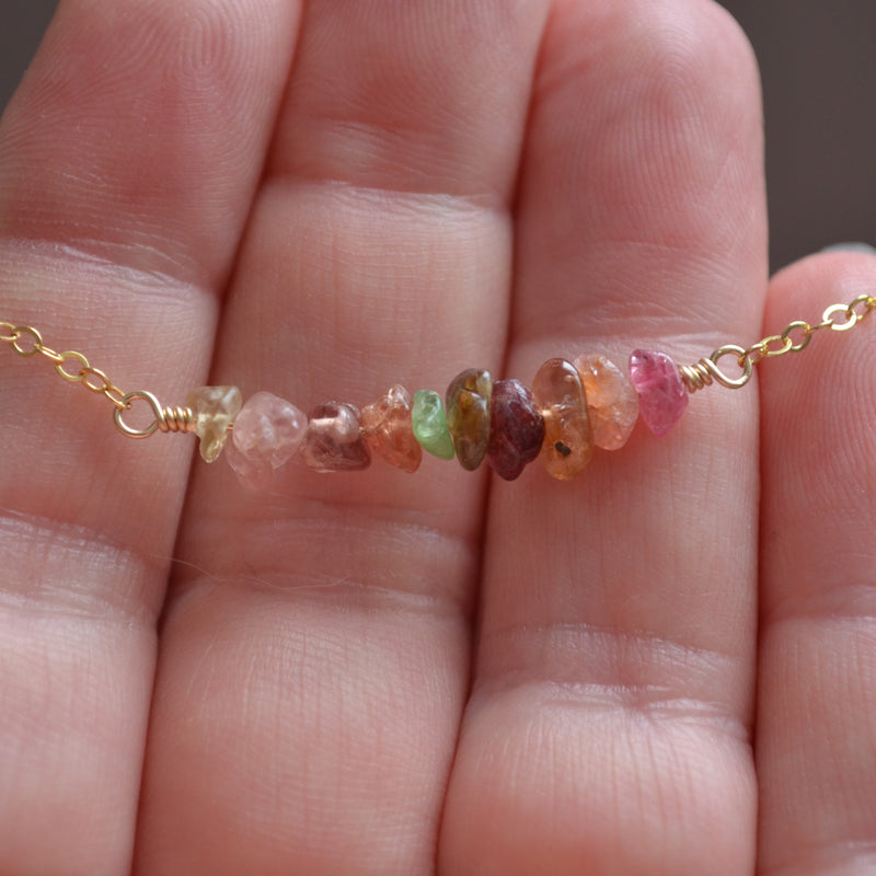 Raw Gemstone Bracelet with Spinel in Gold or Silver