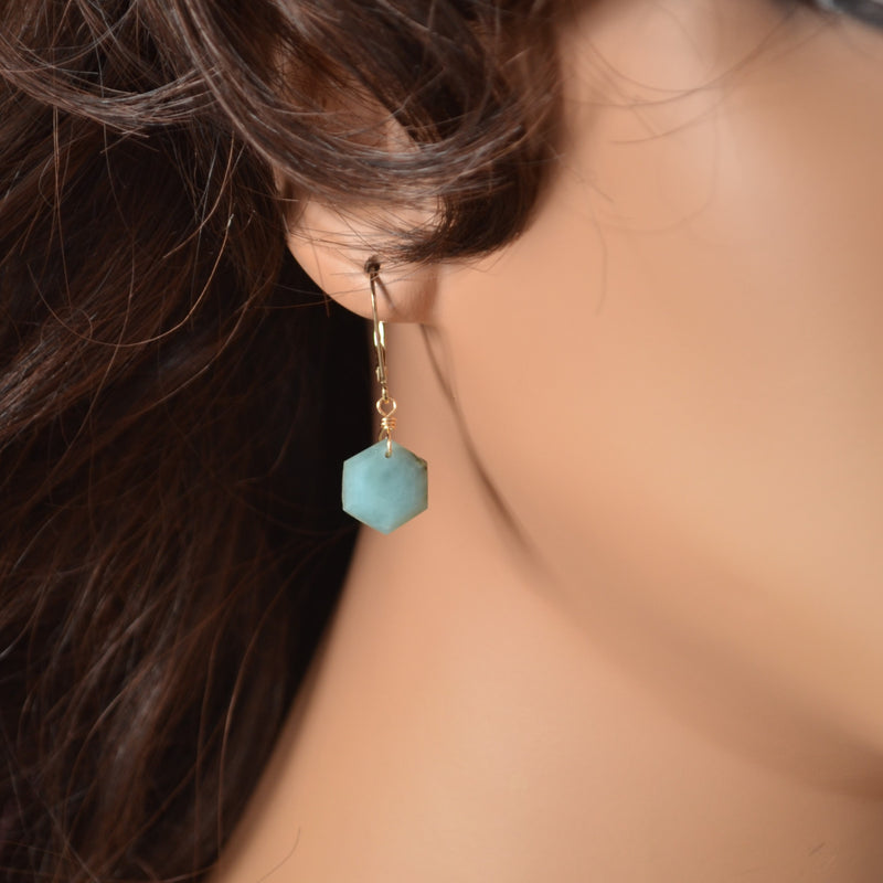 Blue Larimar Drop Earrings in Gold