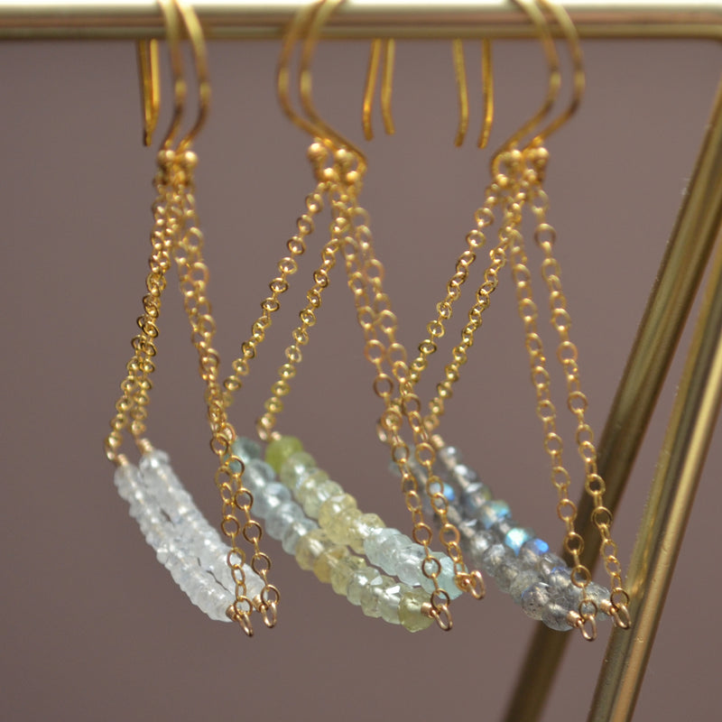 Pastel Aquamarine Trapeze Earrings in Gold