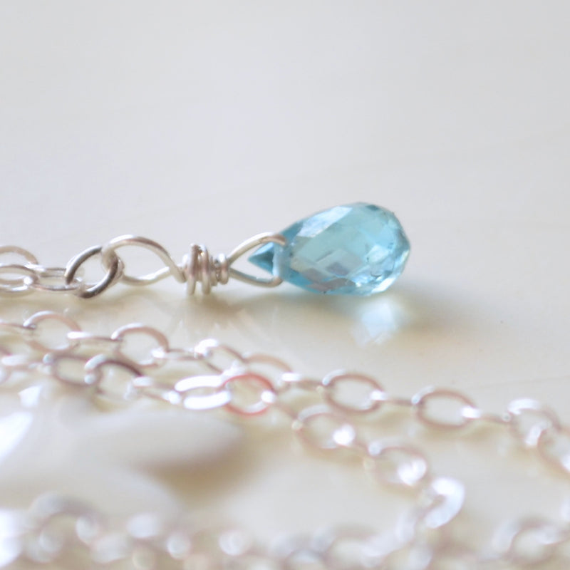 Real Blue Zircon Necklace for Child