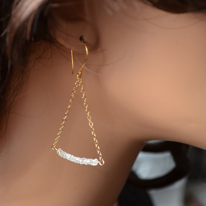 Moonstone Trapeze Earrings in Gold