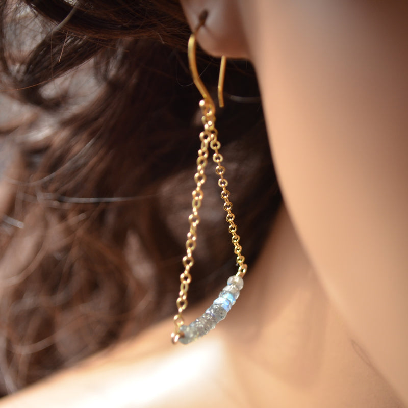 Labradorite Trapeze Earrings in Gold