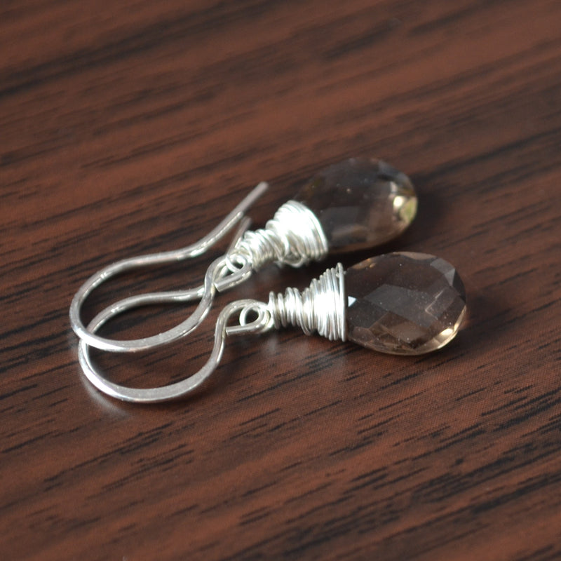 Smoky Quartz Earrings in Sterling Silver