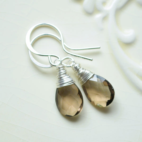Smoky Quartz Earrings in Sterling Silver