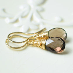 Smoky Quartz Earrings in Gold