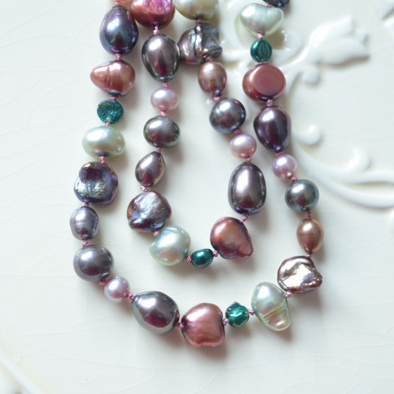 Peacock Pearl Wrap Bracelet or Necklace