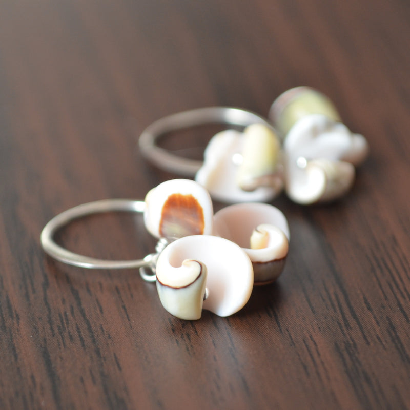 Pink Seashell Earrings in Sterling Silver