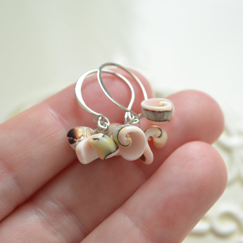 Pink Seashell Earrings in Sterling Silver