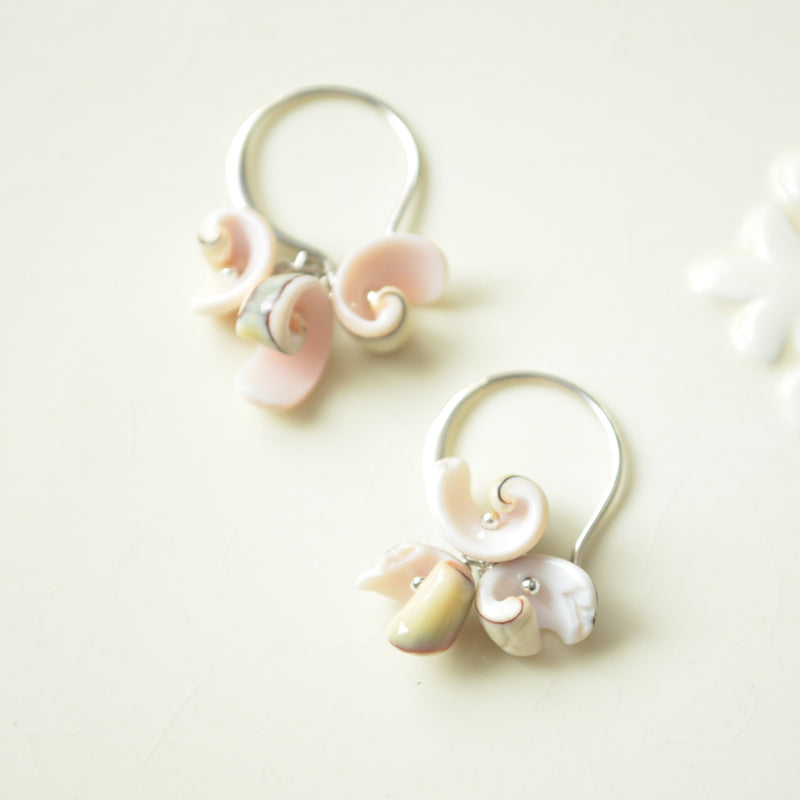 Pink Seashell Earrings in Sterling Silver