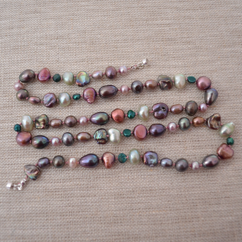 Peacock Pearl Wrap Bracelet or Necklace