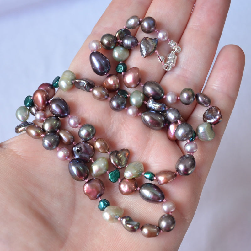 Peacock Pearl Wrap Bracelet or Necklace