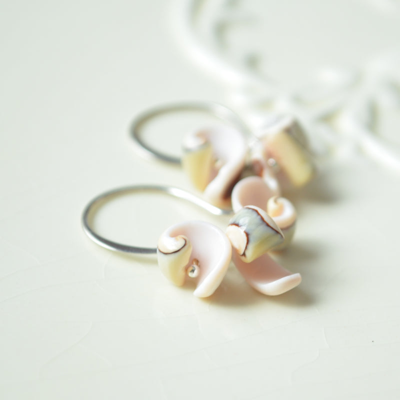 Pink Seashell Earrings in Sterling Silver