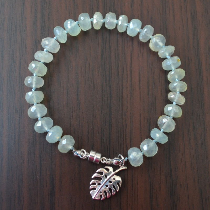 Hand Knotted Bracelet with Mystic Prehnite Gemstones
