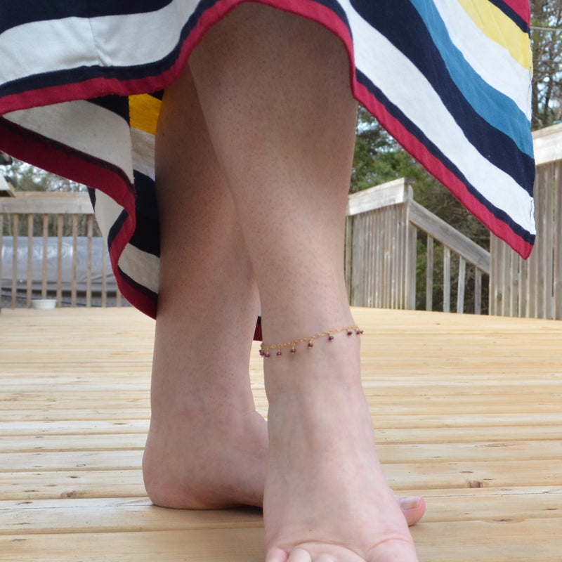 Real Ruby Anklet in Gold