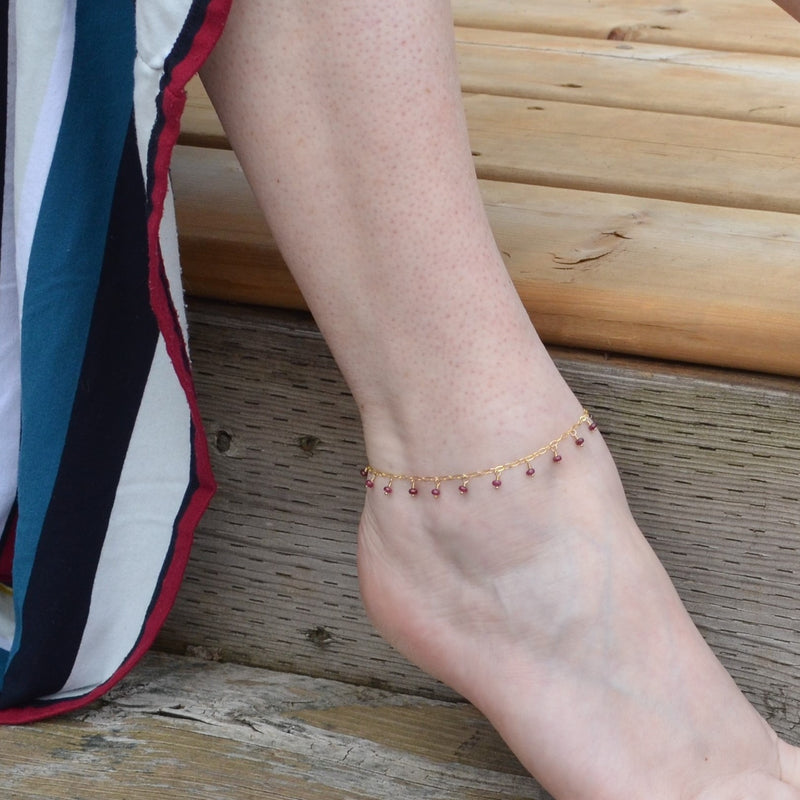 Real Ruby Anklet in Gold