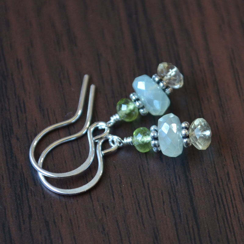 Peridot Earrings with Chalcedony and Citrine