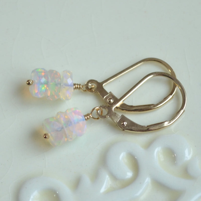 Simple Opal Drop Earrings