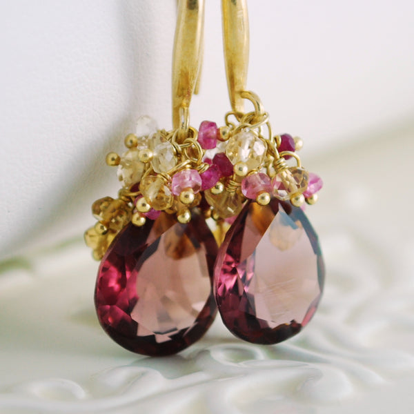 Plum Gemstone Earrings for Fall Weddings - Daylily