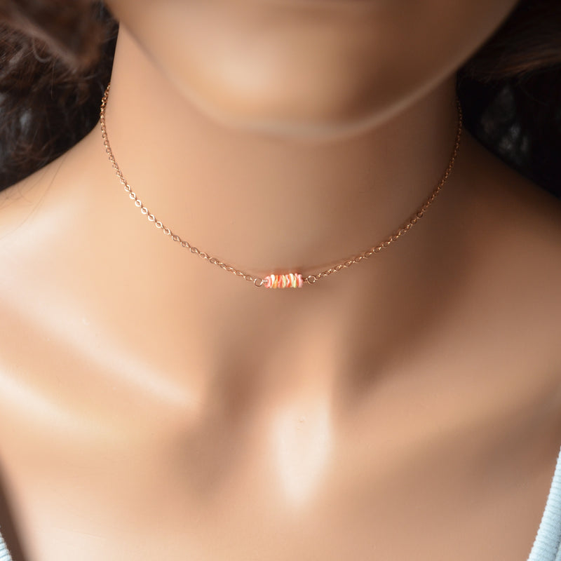 Peach Shell Choker Necklace
