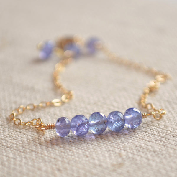 Periwinkle Blue Tanzanite Bracelet in Gold or Silver