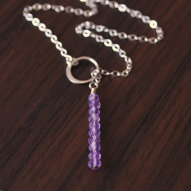 Amethyst Lariat Necklace in Sterling Silver