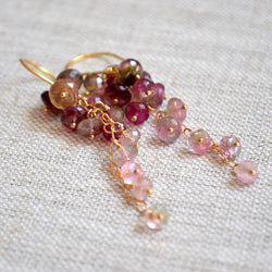 Watermelon Tourmaline Earrings in Gold or Silver