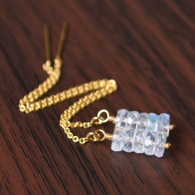 Moonstone Threader Earrings in Gold
