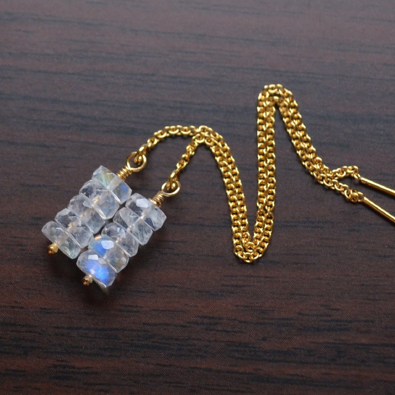 Moonstone Threader Earrings in Gold